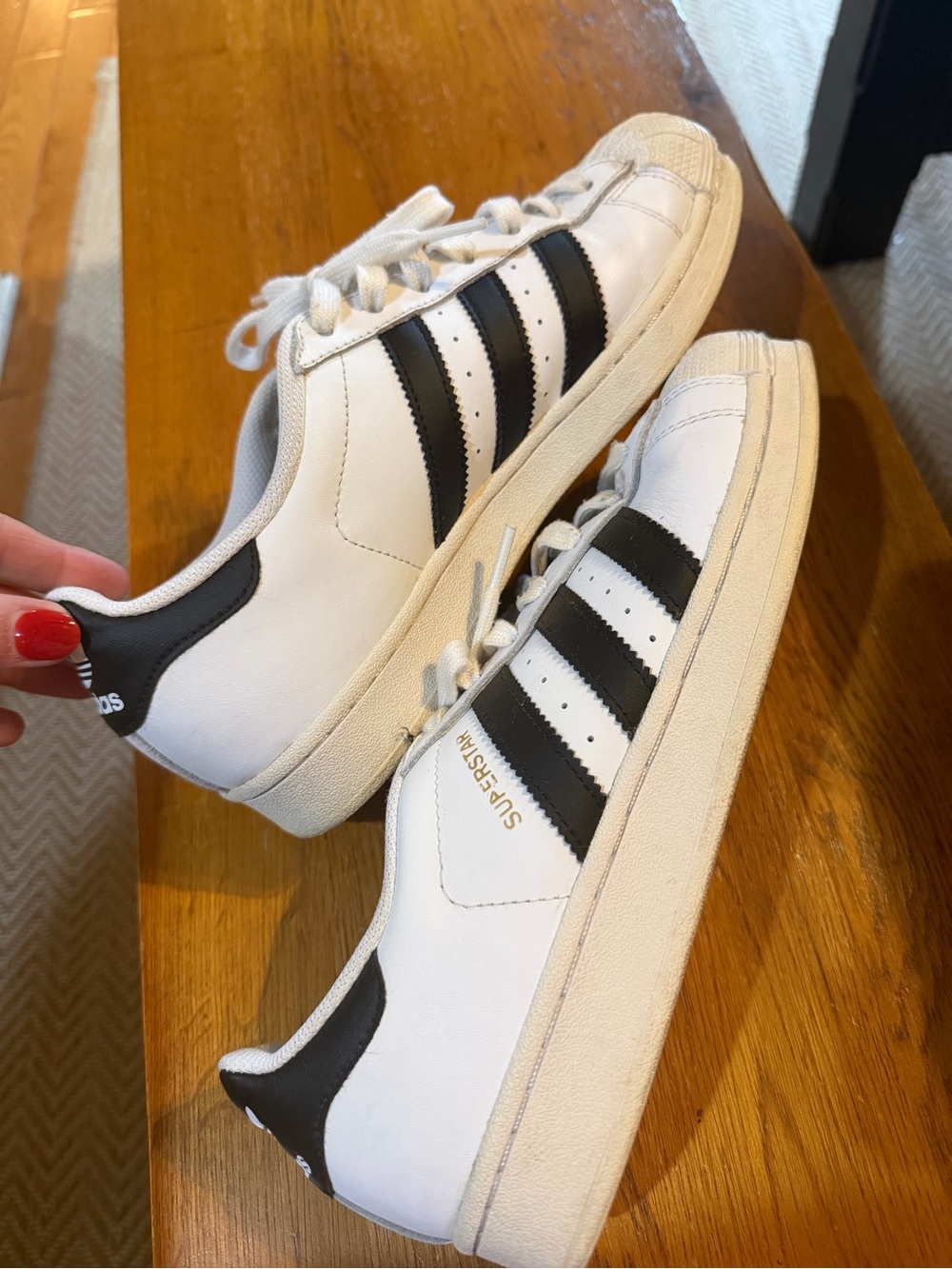 adidas White Black Superstar Athletic Sneakers